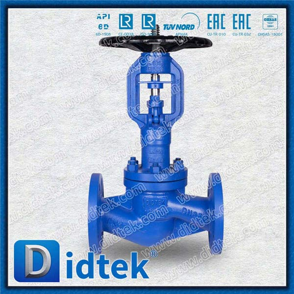 DIN 1.0619 DN65 PN40 Long Bellow Globe Valve