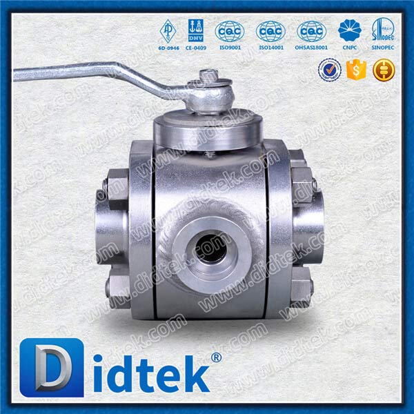 T Port Duplex Steel Alloy 20 Three Way Ball Valve