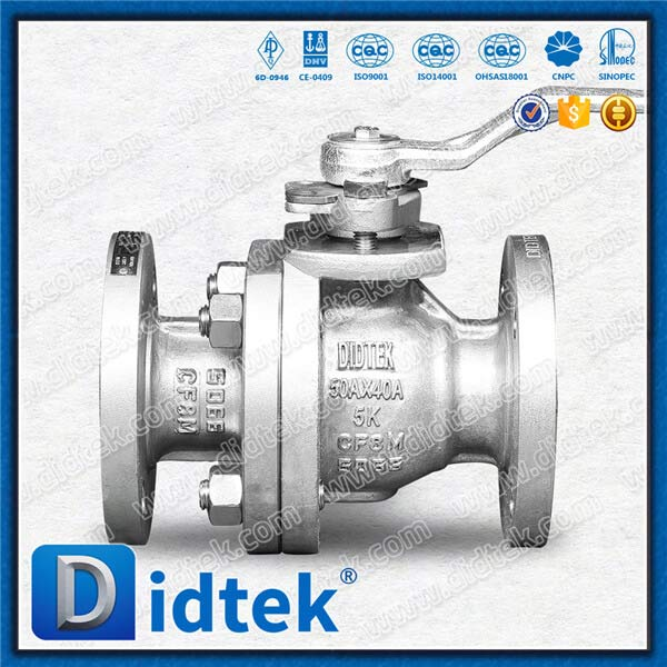 انخفاض التجويف JIS 5K PTFE مقعد صمام الكرة العائمة