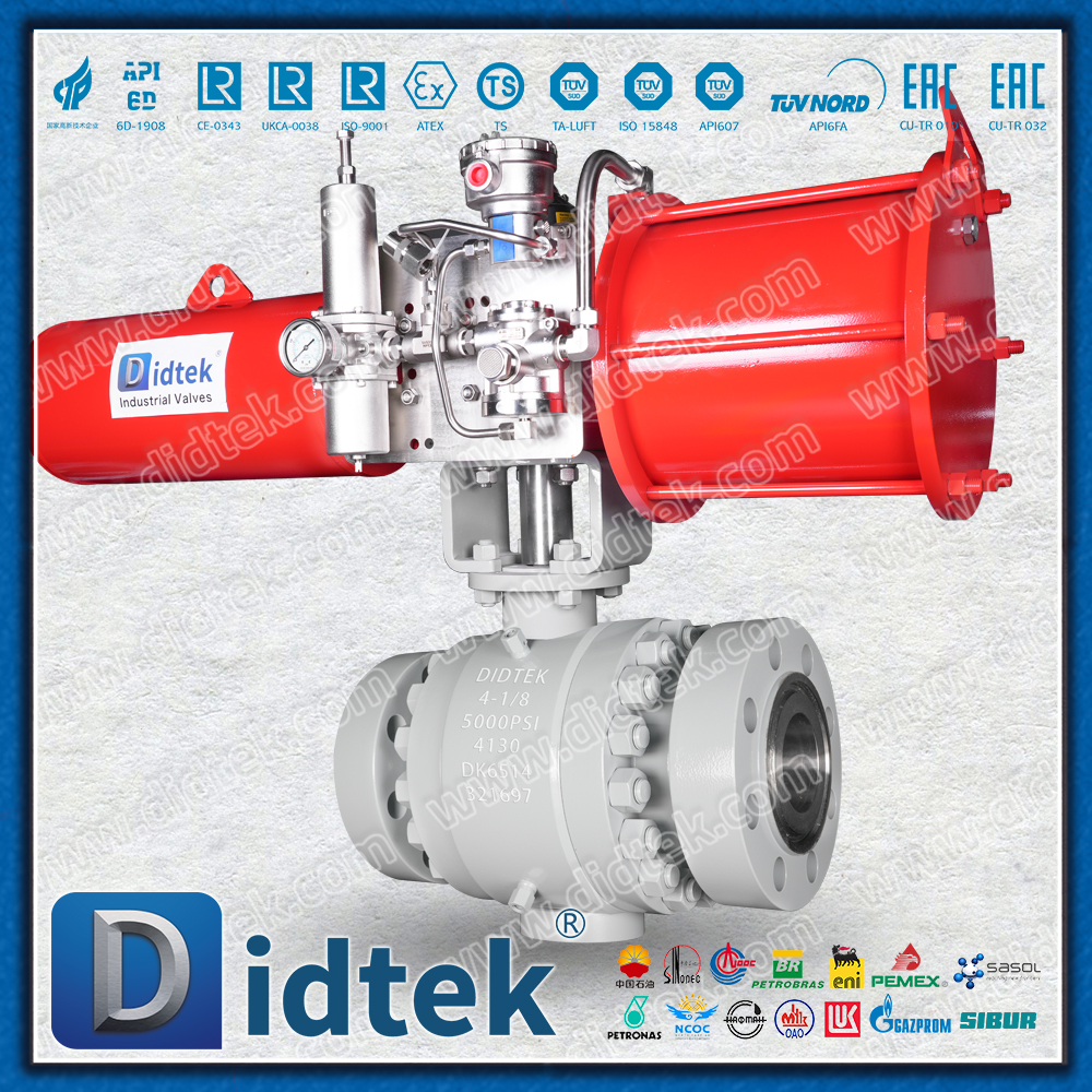 Didtek 4130 Flange FC مشغل هوائي واحد API6A صمام كروي فولاذي مزورة