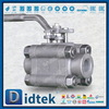 3 قطع A105N صمام كروي معزز بخيط مقعد PTFE