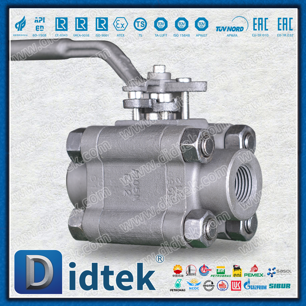 3 قطع A105N صمام كروي معزز بخيط مقعد PTFE