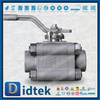 3 قطع A105N صمام كروي معزز بخيط مقعد PTFE