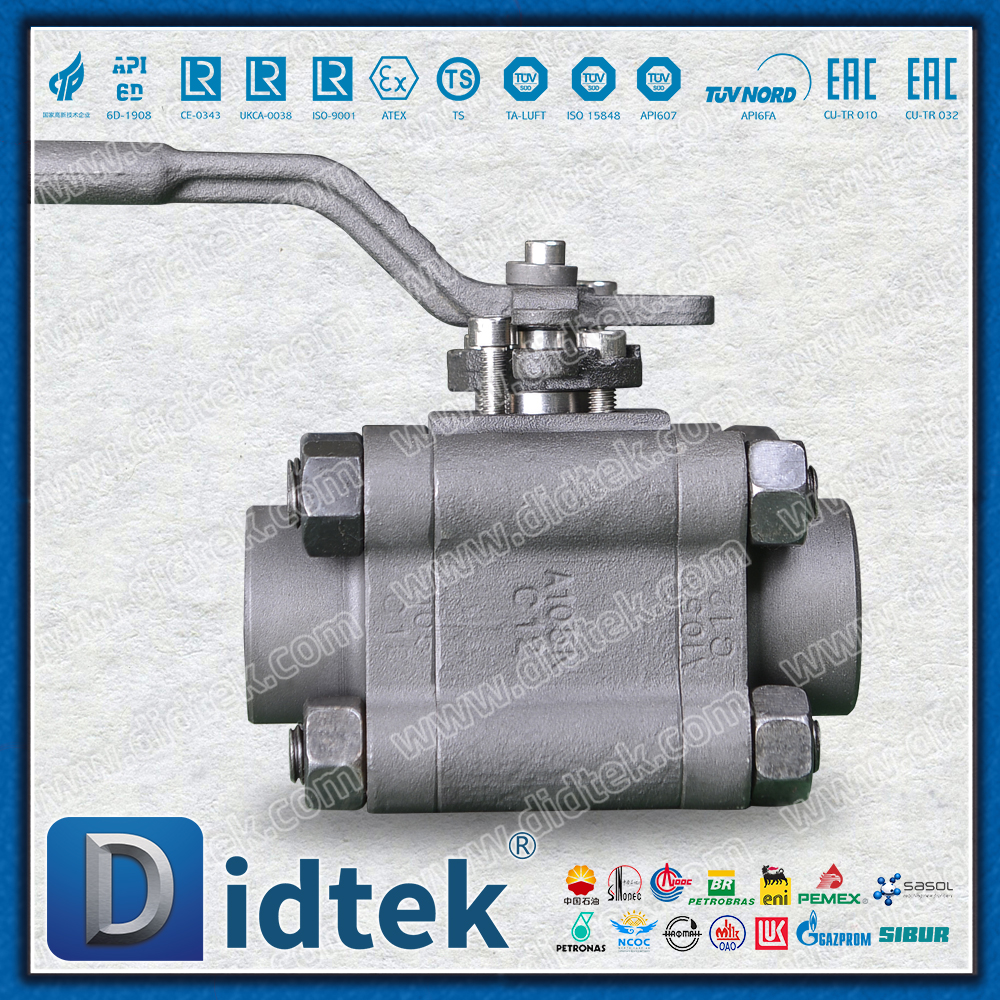 3 قطع A105N صمام كروي معزز بخيط مقعد PTFE