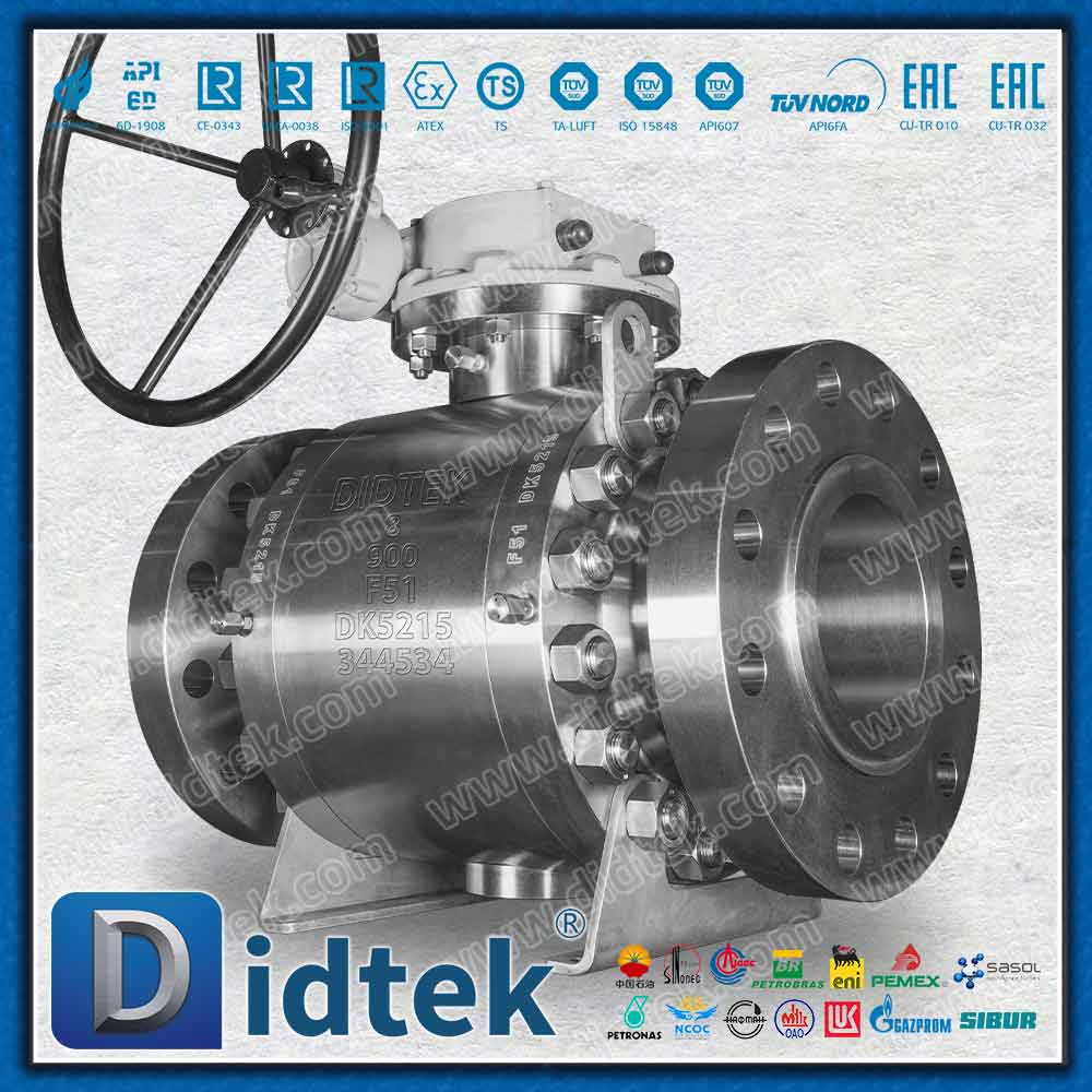 الصمام الكروي المزدوج F51 من سبيكة مرتكز الدوران للغاز الطبيعي الحامض والنفط الخام مع H₂S وCO₂